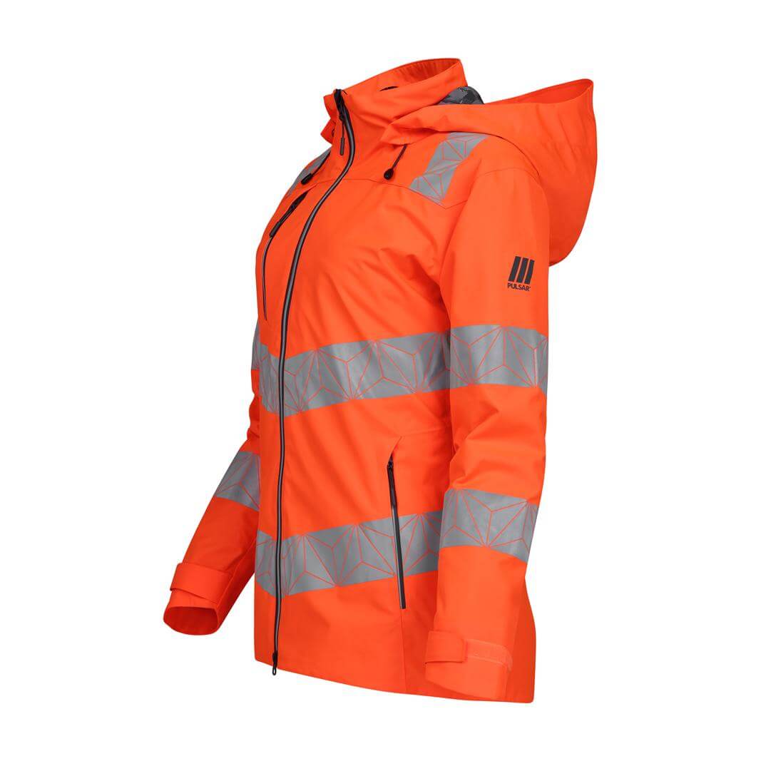 pulsar react rct851 womens hi vis waterproof orange shell jacket Orange 5 #colour_orange