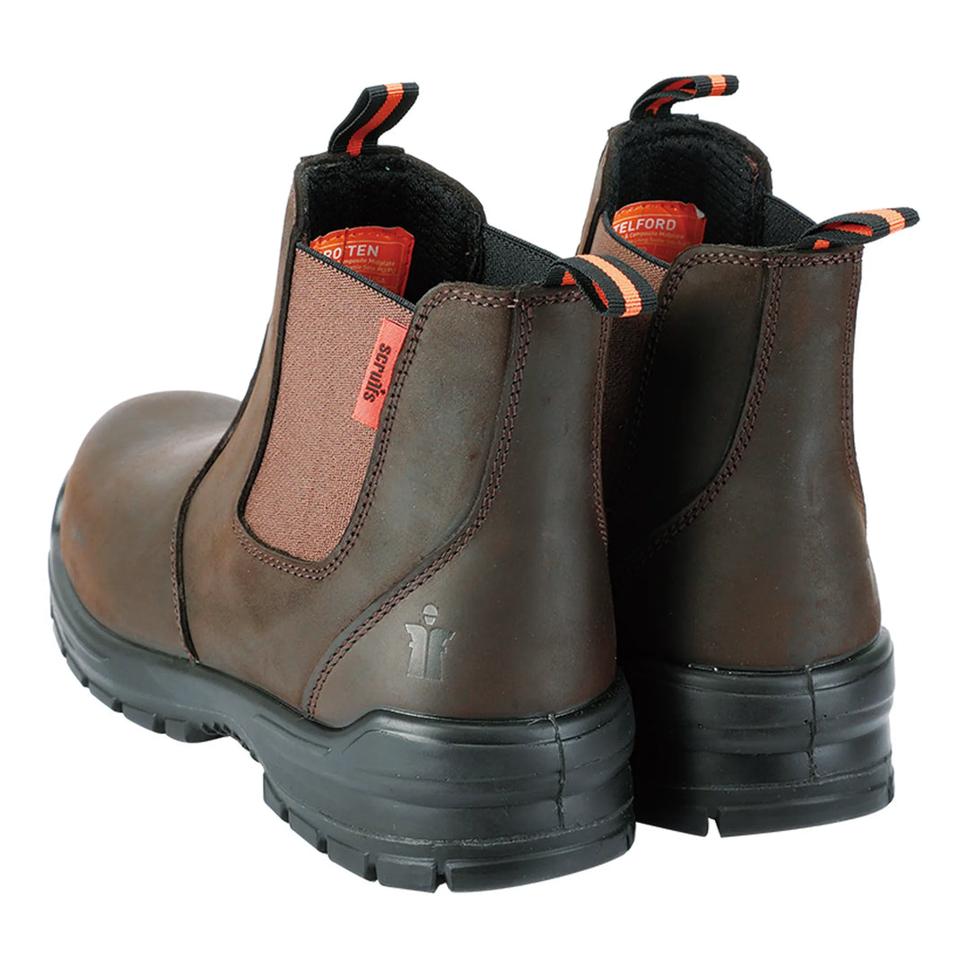 Scruffs Croften S3L Dealer Boots Brown — Back View 