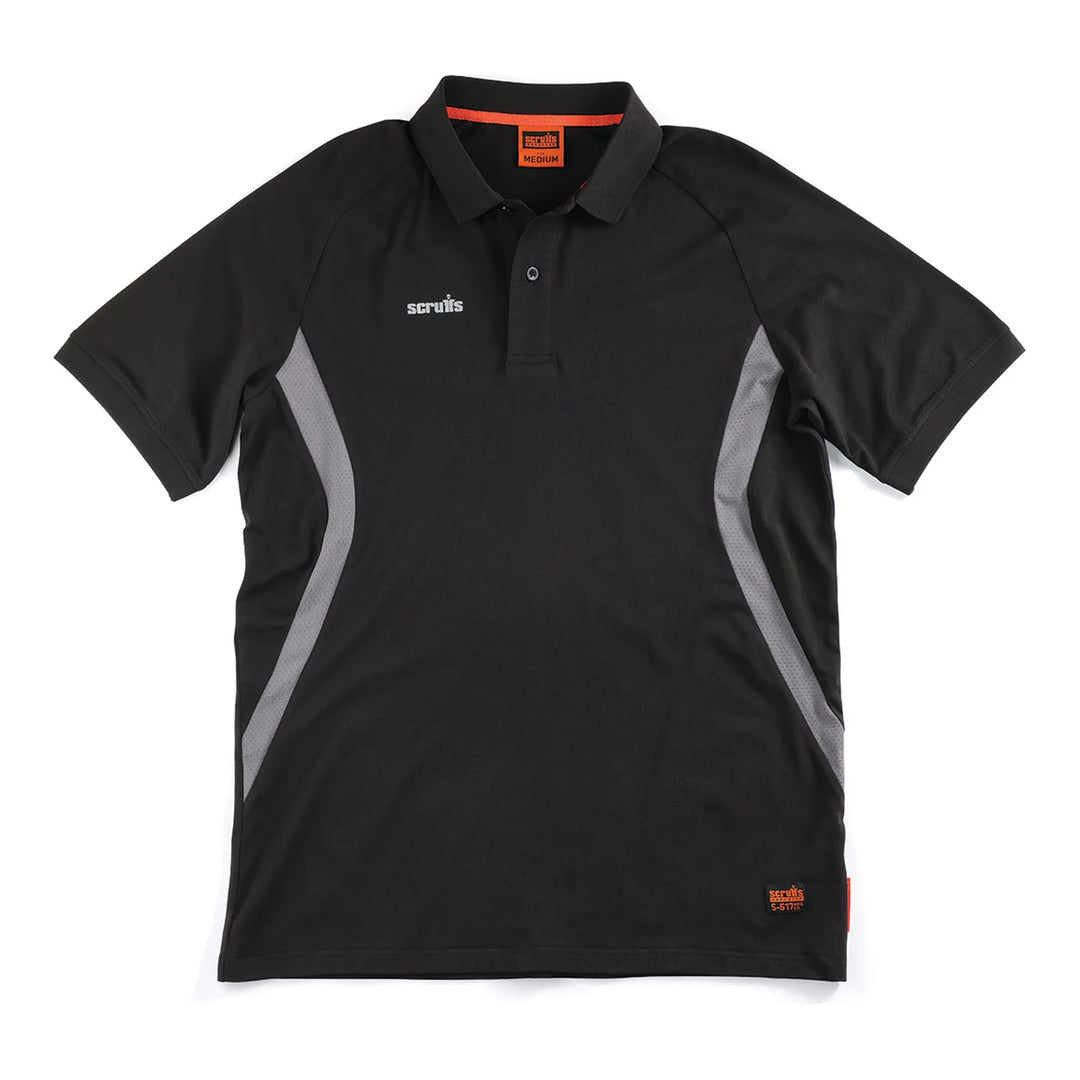 Scruffs Tech Polo Shirt Black — Hero 