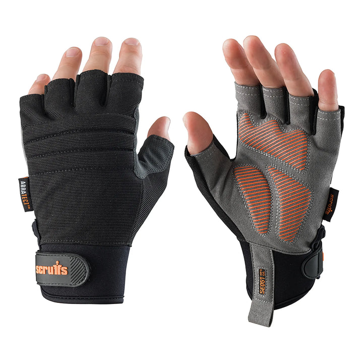 Scruffs Trade Fingerless Gloves Black — Hero 