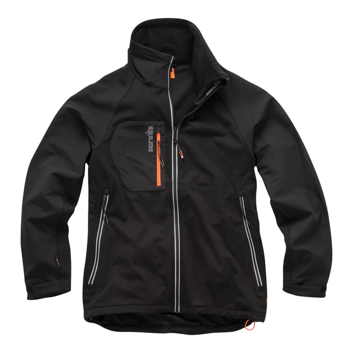 Scruffs Trade Flex Softshell Jacket Black/Grey/Orange — Hero 