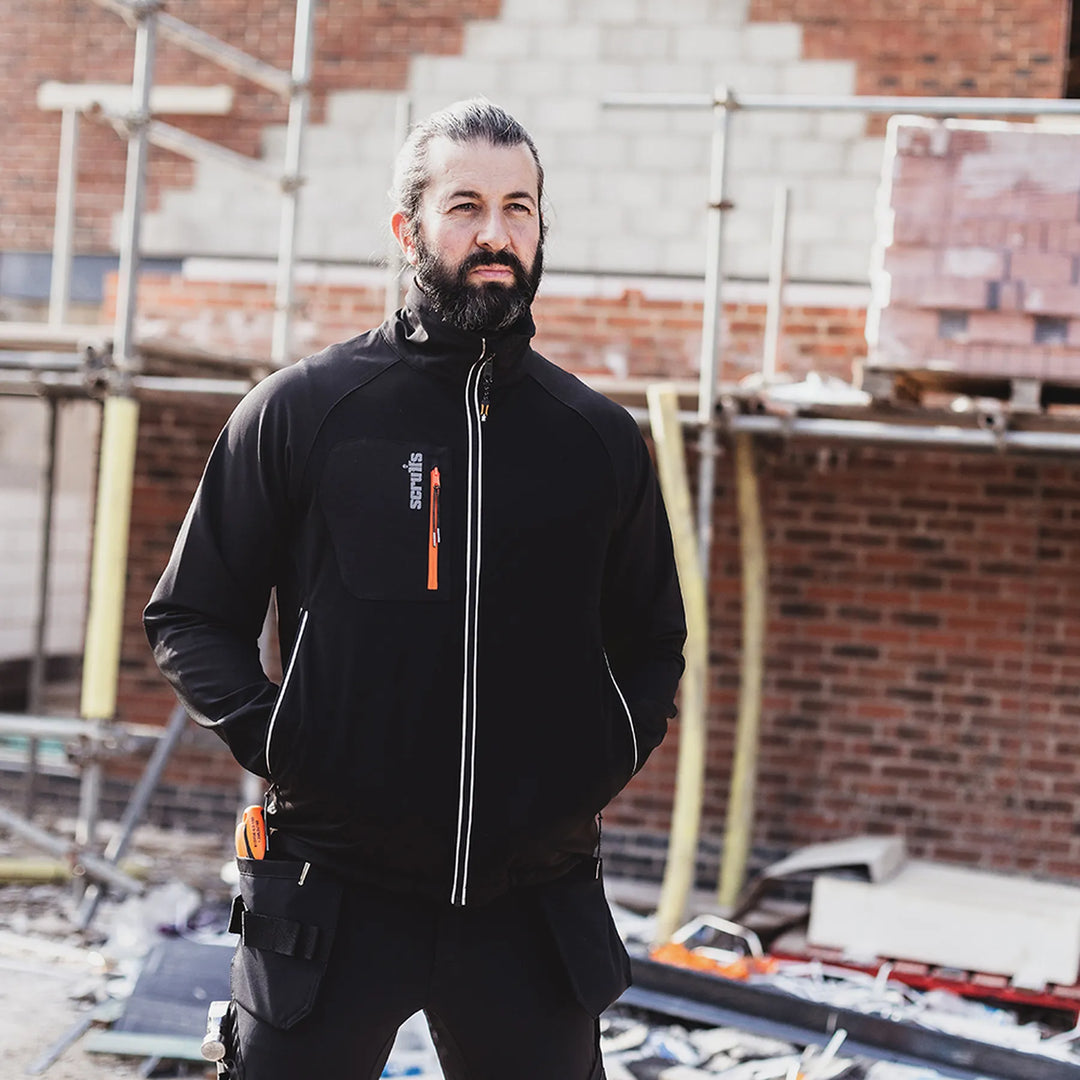 Scruffs Trade Flex Softshell Jacket Black/Grey/Orange — Worn on Site 