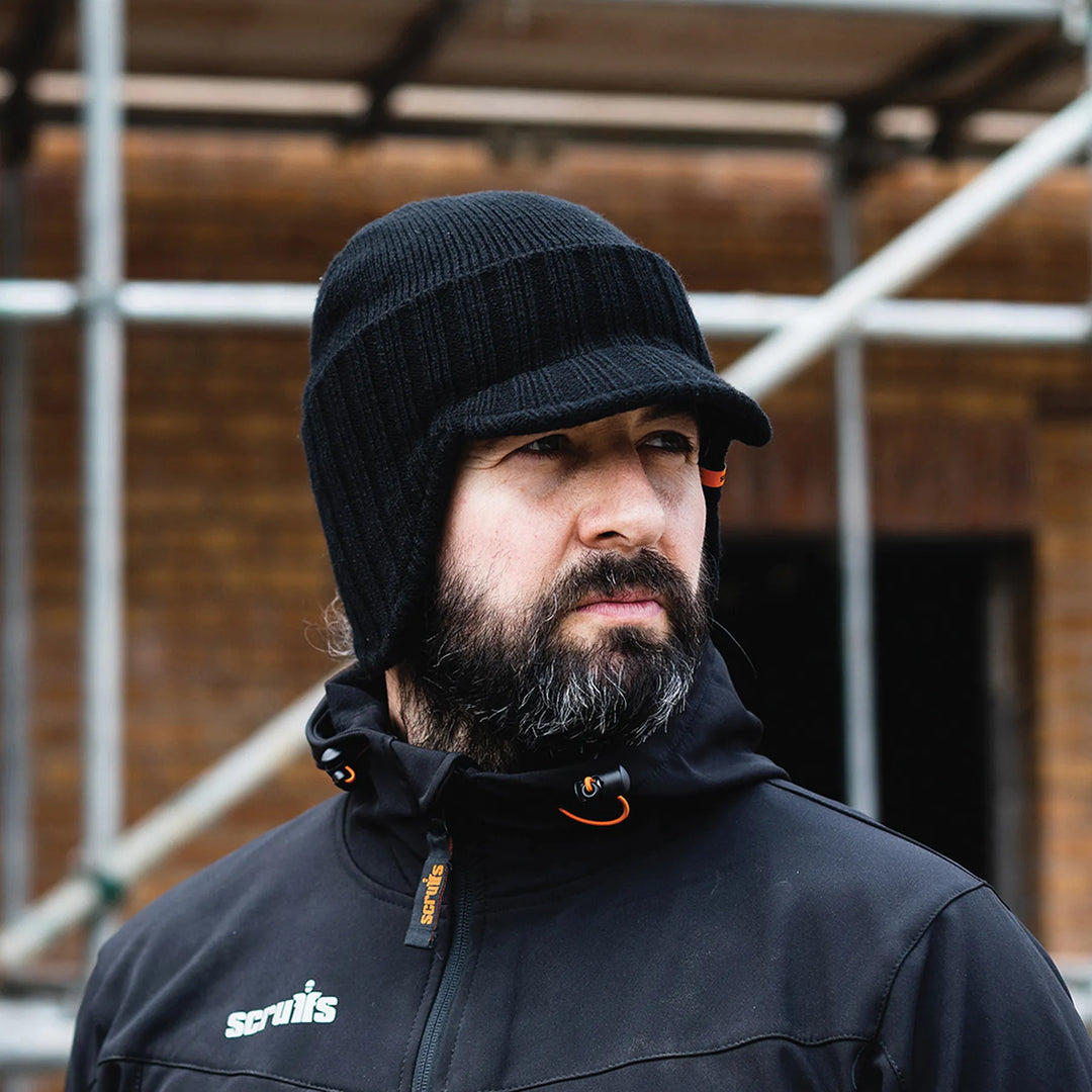 Scruffs Trade Peaked Beanie Black — Worn on Site 