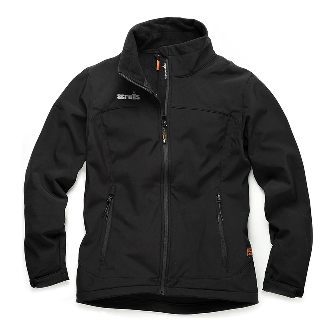 Scruffs Womens Trade Softshell Jacket Black — Hero #colour_black
