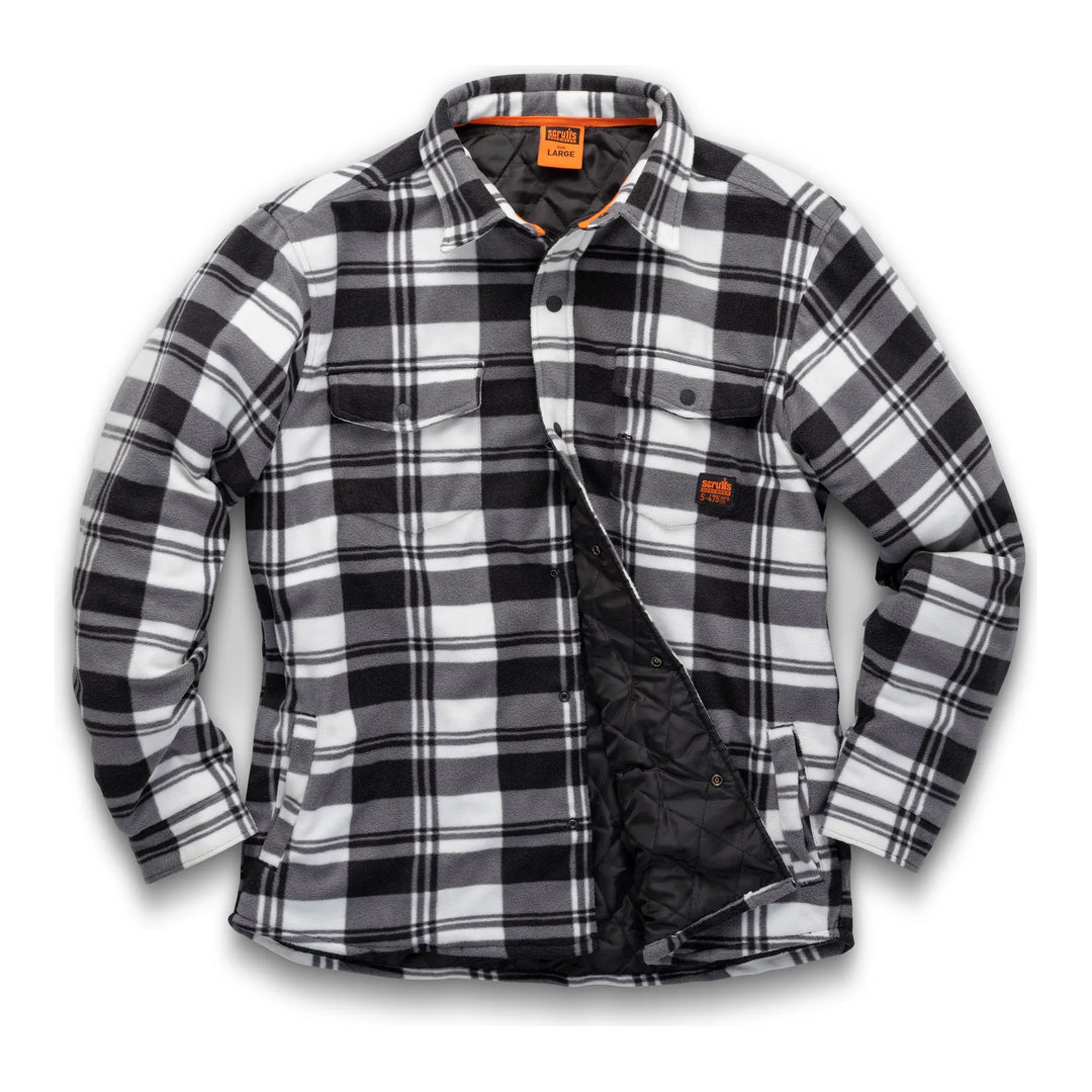 Scruffs Worker Padded Check Shirt White/Black — Hero #colour_white-black