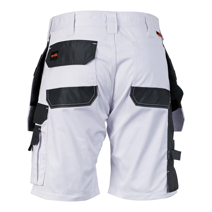Scruffs Worker Plus Holster Shorts White — Back View 