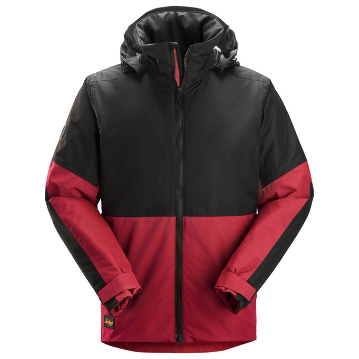 snickers 1104 allroundwork waterproof insulated jacket Chili Red Black Main #colour_chili-red-black