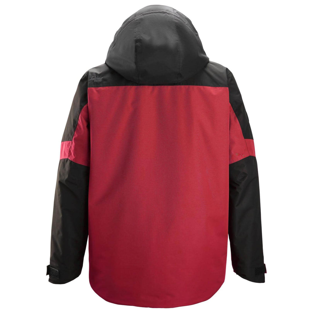 snickers 1104 allroundwork waterproof insulated jacket Chili Red Black back #colour_chili-red-black