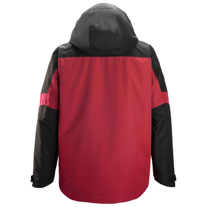 snickers 1104 allroundwork waterproof insulated jacket Chili Red Black back #colour_chili-red-black