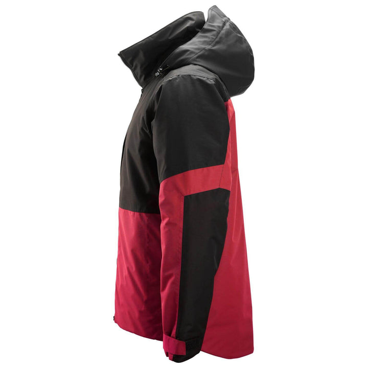 snickers 1104 allroundwork waterproof insulated jacket Chili Red Black left #colour_chili-red-black