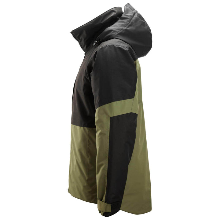 snickers 1104 allroundwork waterproof insulated jacket Khaki Green Black left #colour_khaki-green-black
