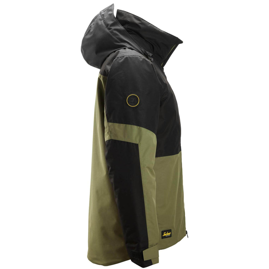 snickers 1104 allroundwork waterproof insulated jacket Khaki Green Black right #colour_khaki-green-black