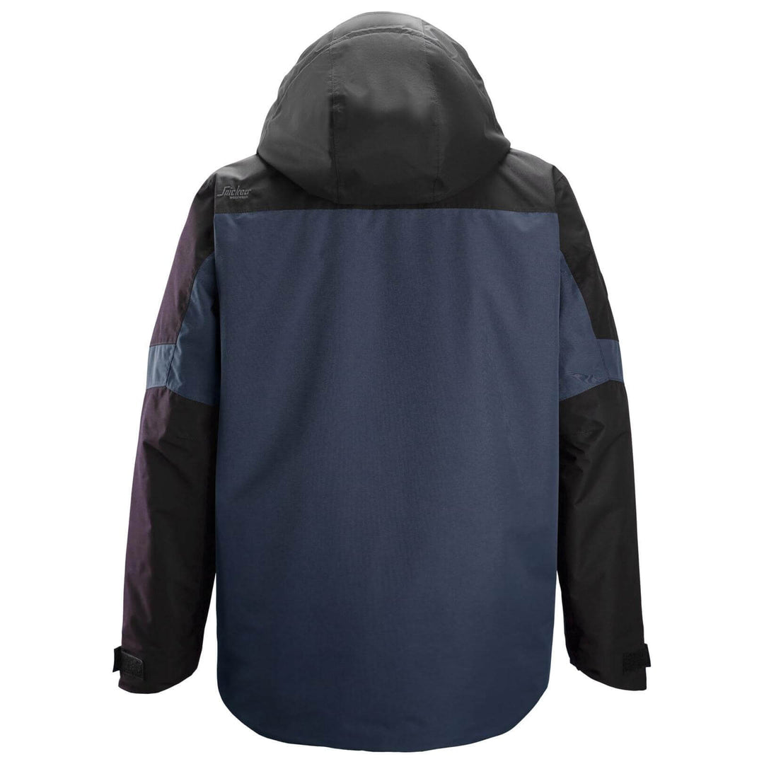 snickers 1104 allroundwork waterproof insulated jacket Navy Black back #colour_navy-black