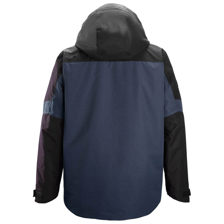 snickers 1104 allroundwork waterproof insulated jacket Navy Black back #colour_navy-black