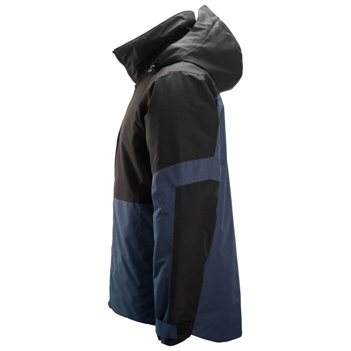 snickers 1104 allroundwork waterproof insulated jacket Navy Black left #colour_navy-black