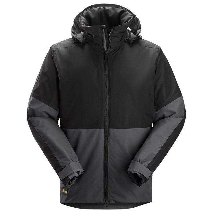 snickers 1104 allroundwork waterproof insulated jacket Steel Grey Black Main #colour_steel-grey-black