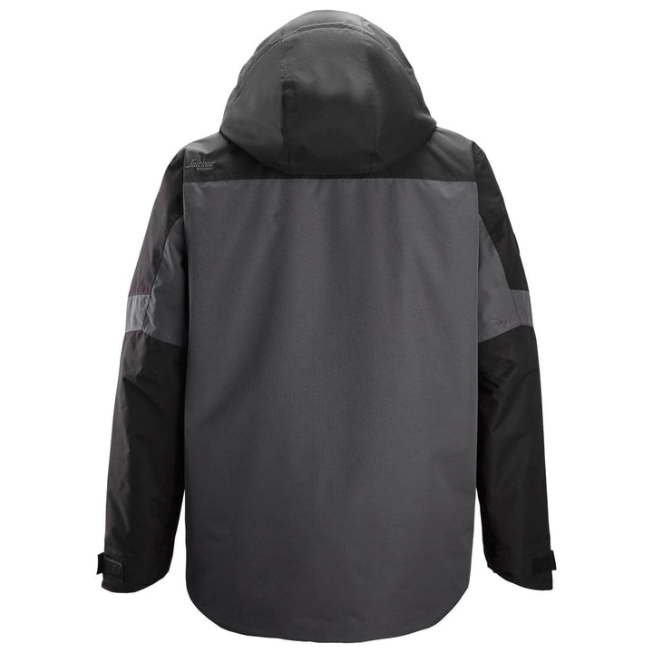 snickers 1104 allroundwork waterproof insulated jacket Steel Grey Black back #colour_steel-grey-black