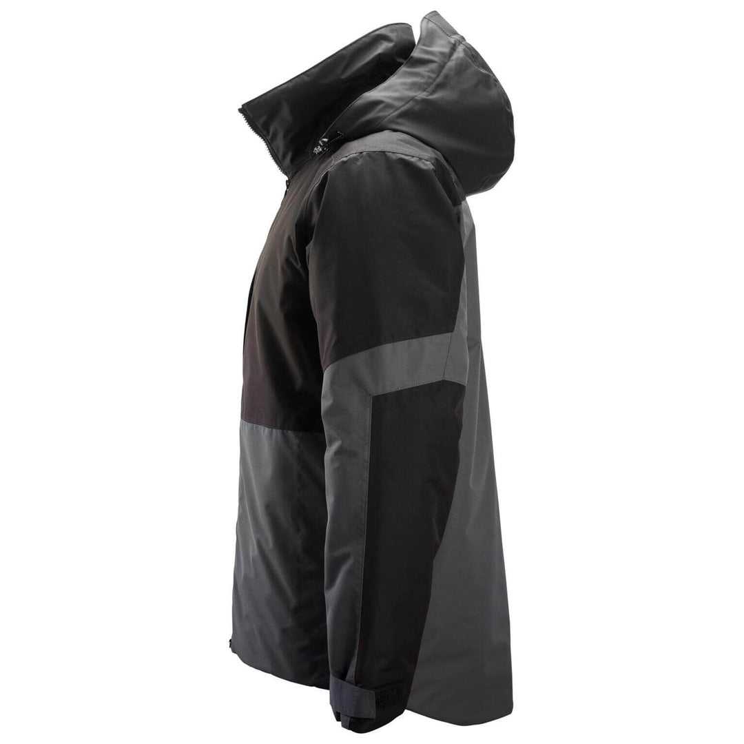 snickers 1104 allroundwork waterproof insulated jacket Steel Grey Black left #colour_steel-grey-black