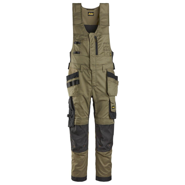 snickers 6012 allroundwork stretch one piece trousers holster pockets Khaki Green Black Main #colour_khaki-green-black