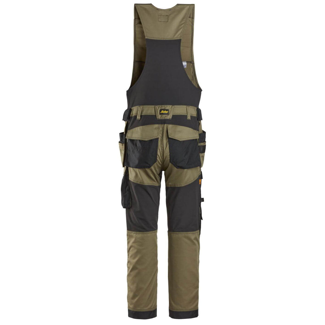 snickers 6012 allroundwork stretch one piece trousers holster pockets Khaki Green Black back #colour_khaki-green-black