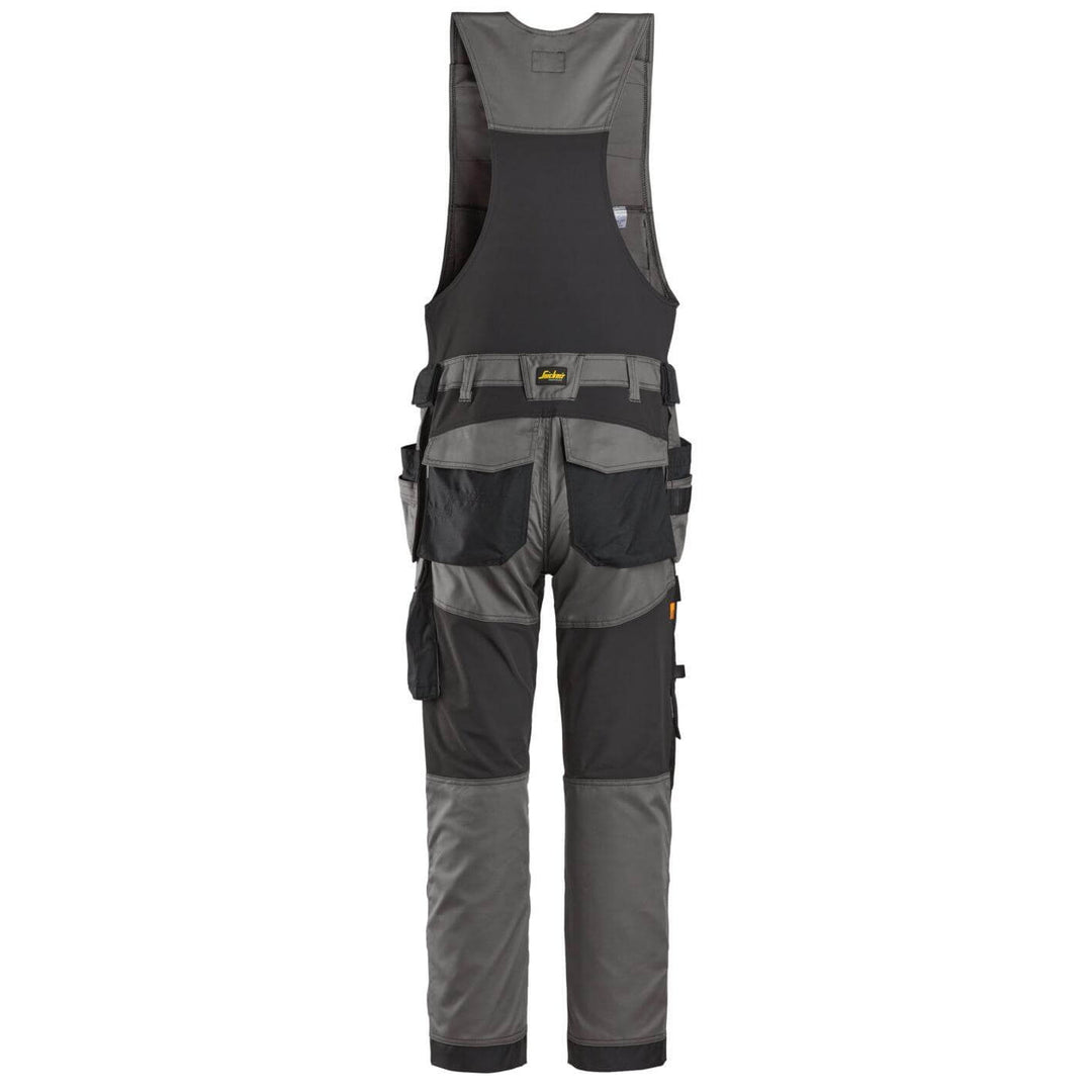 snickers 6012 allroundwork stretch one piece trousers holster pockets Steel Grey Black back #colour_steel-grey-black