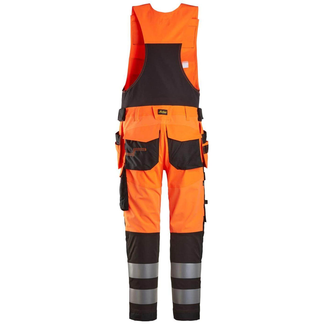 snickers 6013 high vis one piece trousers holster pockets class 2 Hi Vis Orange Black back #colour_hi-vis-orange-black