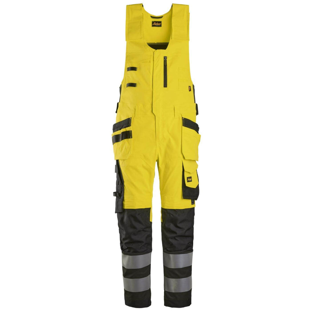 snickers 6013 high vis one piece trousers holster pockets class 2 Hi Vis Yellow Black Main #colour_hi-vis-yellow-black