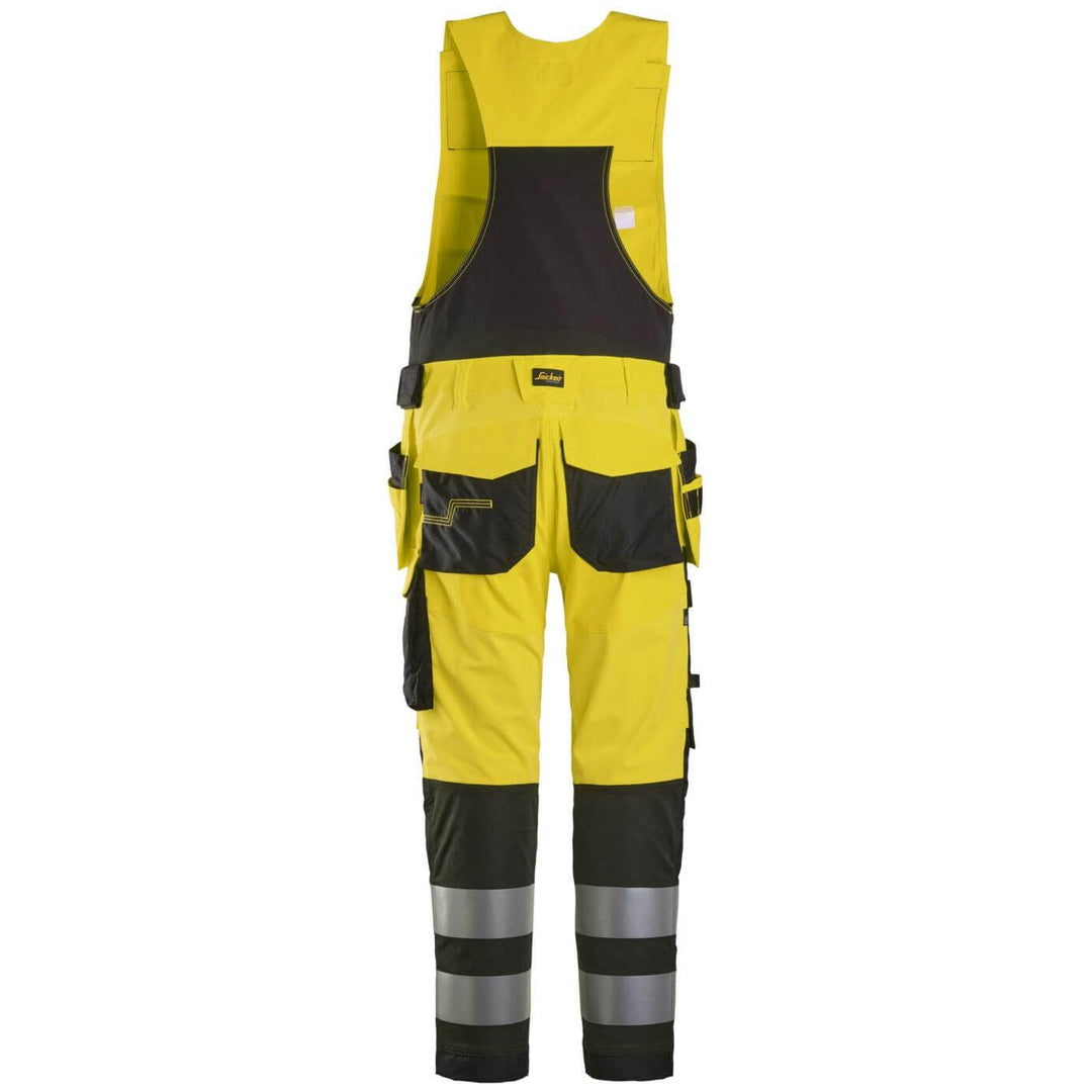 snickers 6013 high vis one piece trousers holster pockets class 2 Hi Vis Yellow Black back #colour_hi-vis-yellow-black