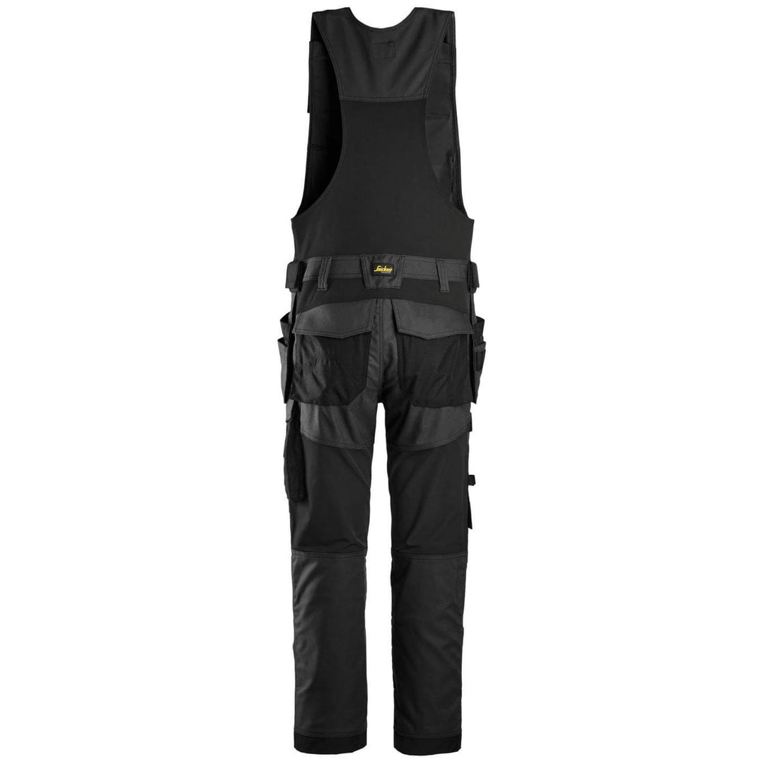 snickers 6014 allroundwork canvas stretch one piece trousers holster pockets Black Black back #colour_black-black