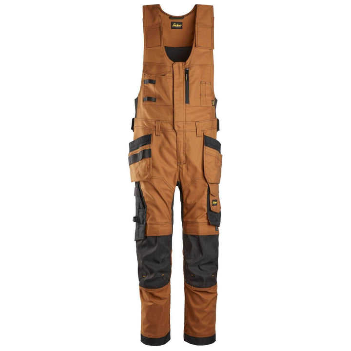 snickers 6014 allroundwork canvas stretch one piece trousers holster pockets Brown Black Main #colour_brown-black