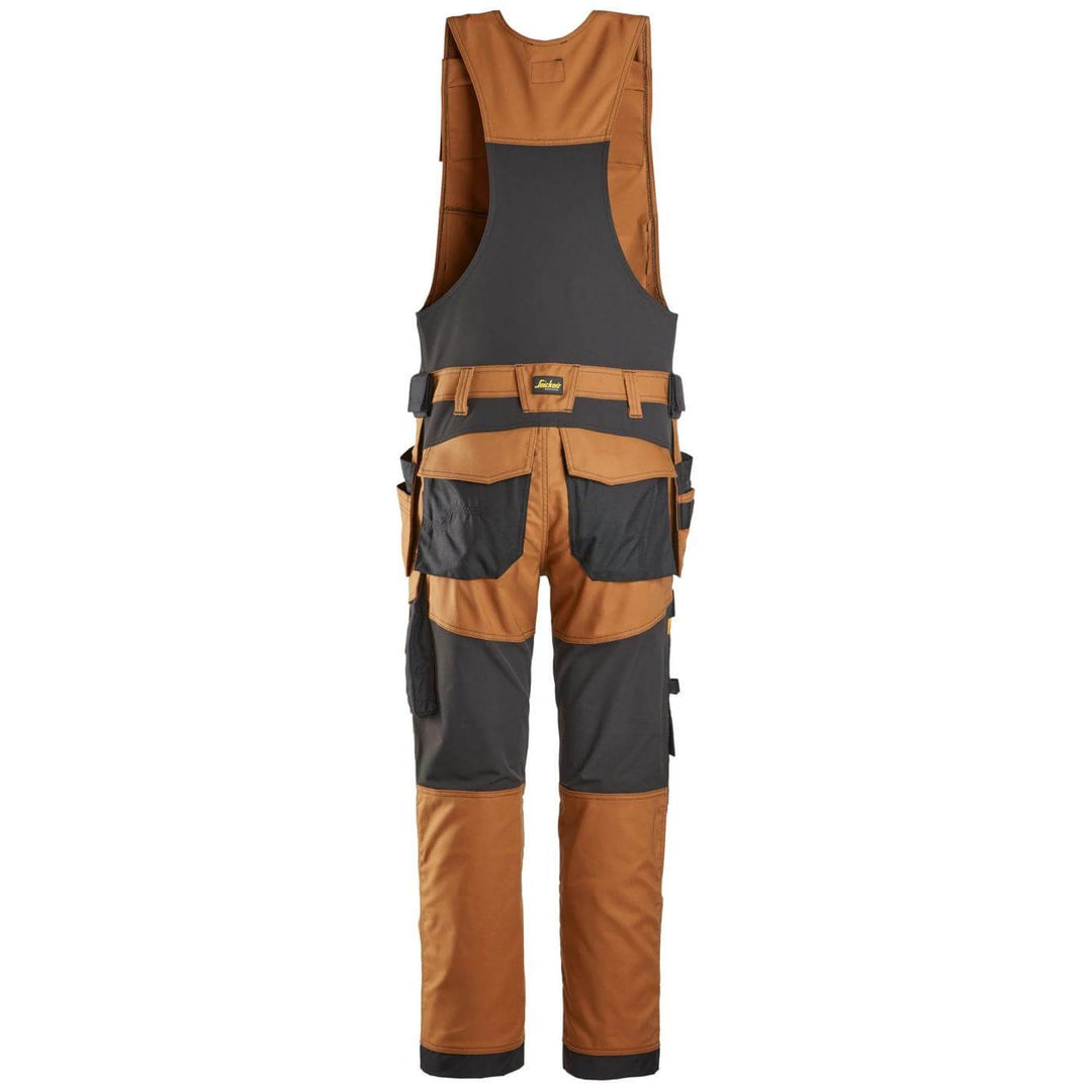 snickers 6014 allroundwork canvas stretch one piece trousers holster pockets Brown Black back #colour_brown-black