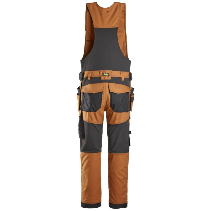 snickers 6014 allroundwork canvas stretch one piece trousers holster pockets Brown Black back #colour_brown-black