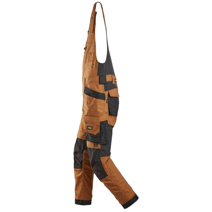 snickers 6014 allroundwork canvas stretch one piece trousers holster pockets Brown Black left #colour_brown-black