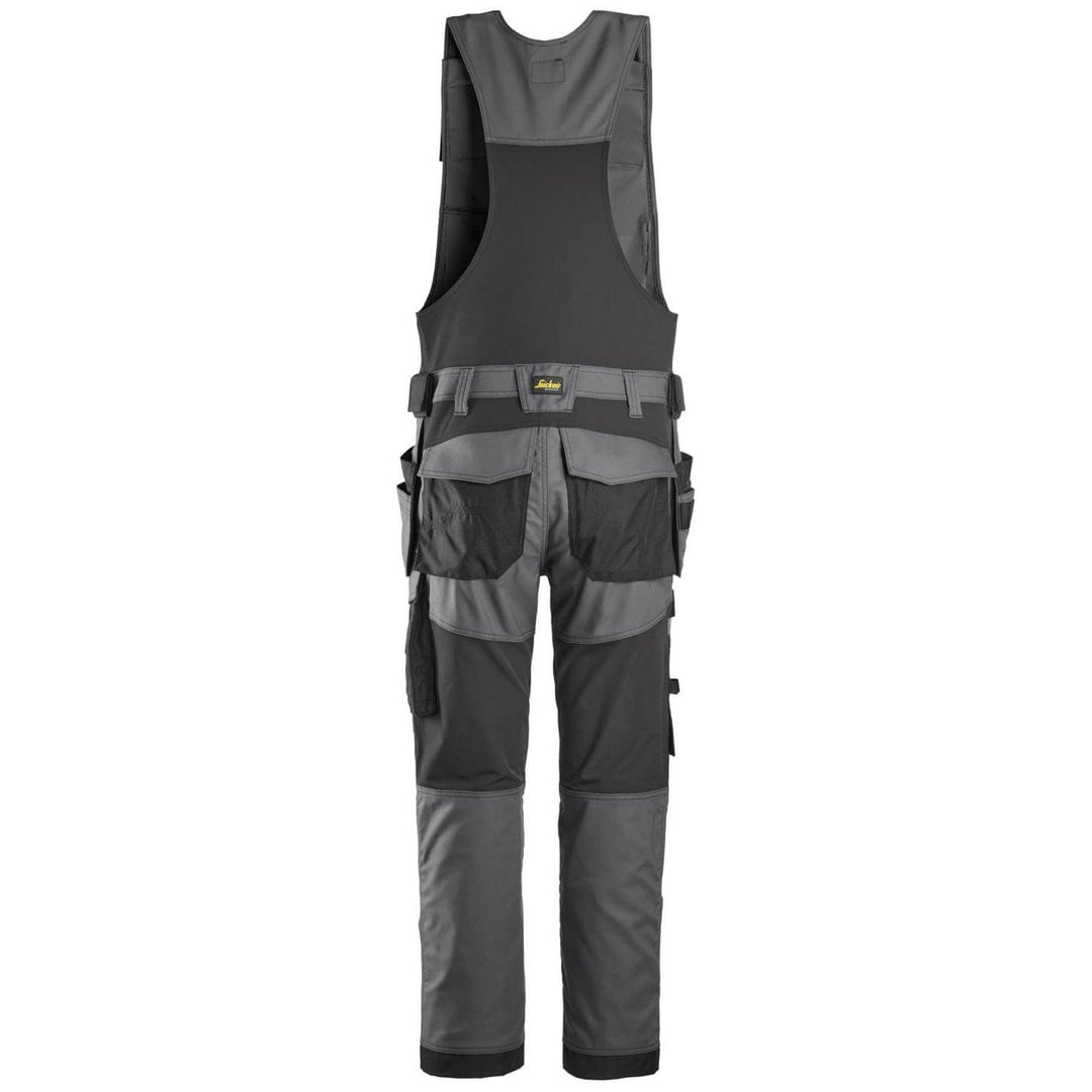 snickers 6014 allroundwork canvas stretch one piece trousers holster pockets Steel Grey Black back #colour_steel-grey-black