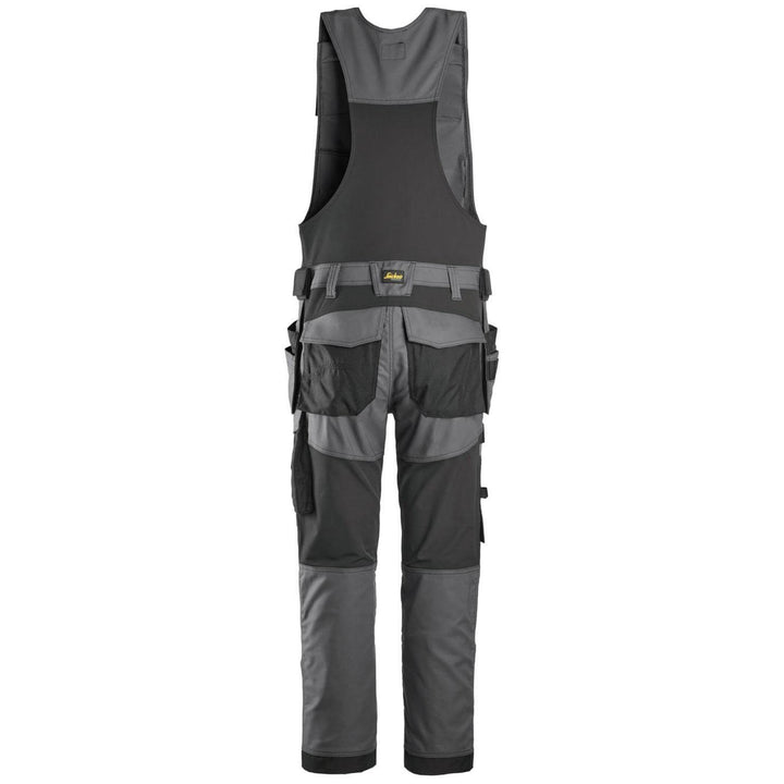 snickers 6014 allroundwork canvas stretch one piece trousers holster pockets Steel Grey Black back #colour_steel-grey-black