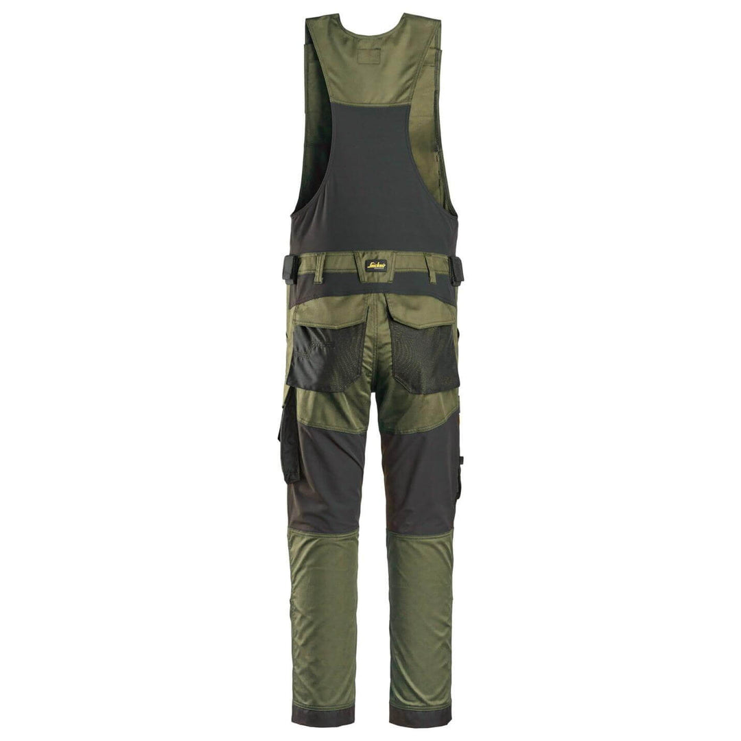 snickers 6023 allroundwork stretch one piece trousers Khaki Green Black back #colour_khaki-green-black