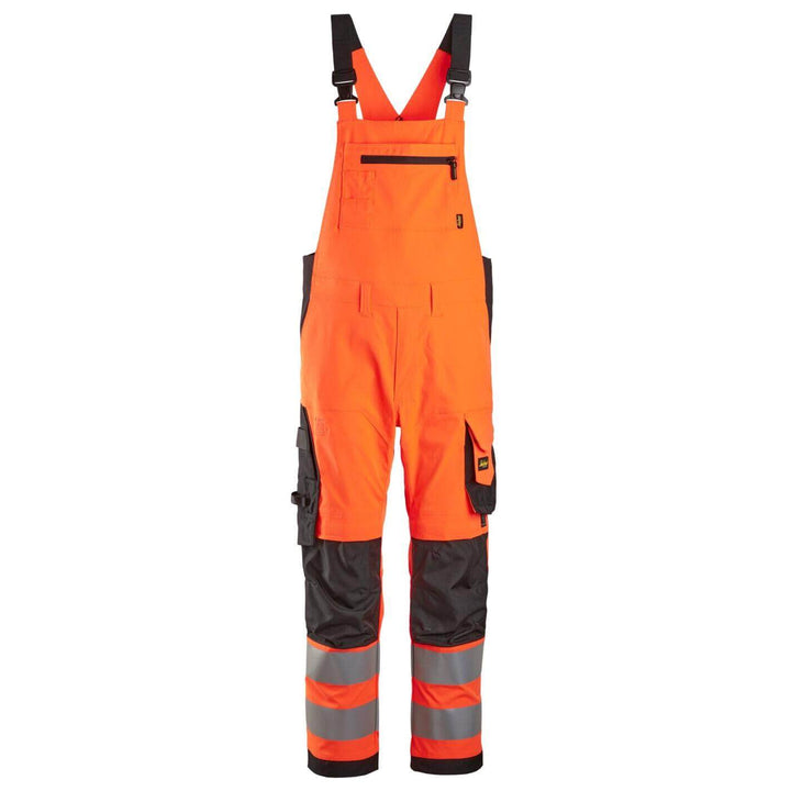 snickers 6043 high vis bib and brace trousers class 2 Hi Vis Orange Black Main #colour_hi-vis-orange-black