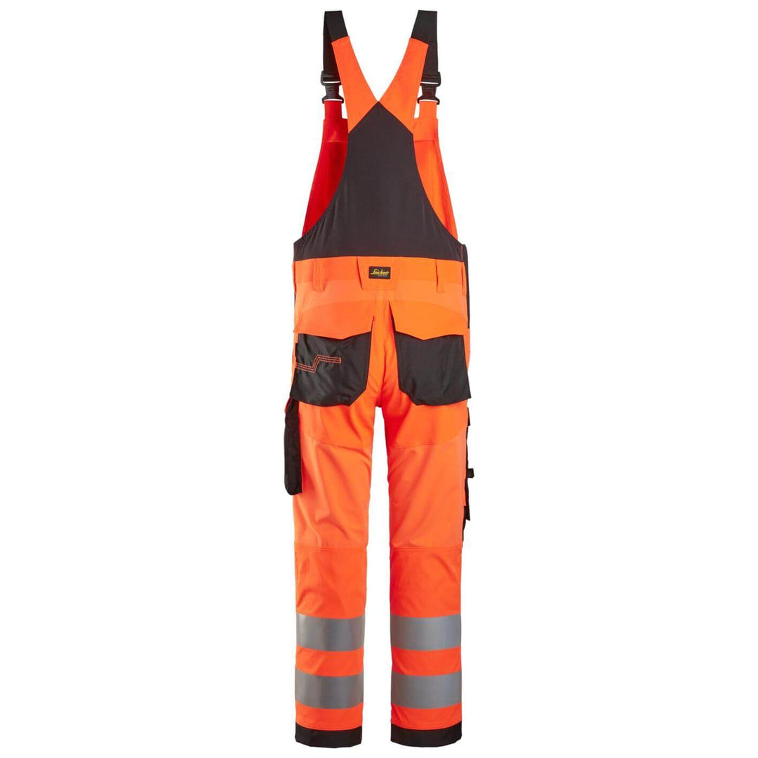 snickers 6043 high vis bib and brace trousers class 2 Hi Vis Orange Black back #colour_hi-vis-orange-black