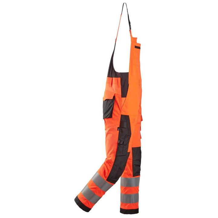 snickers 6043 high vis bib and brace trousers class 2 Hi Vis Orange Black right #colour_hi-vis-orange-black