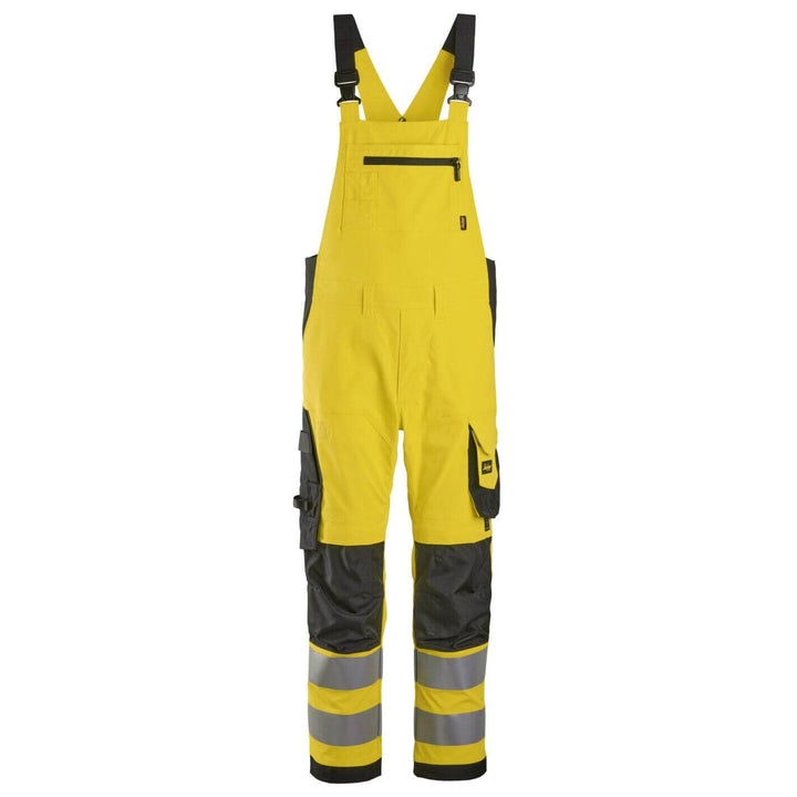 snickers 6043 high vis bib and brace trousers class 2 Hi Vis Yellow Black Main #colour_hi-vis-yellow-black