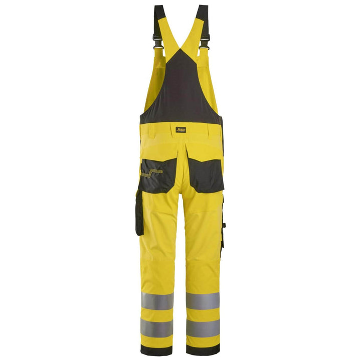 snickers 6043 high vis bib and brace trousers class 2 Hi Vis Yellow Black back #colour_hi-vis-yellow-black