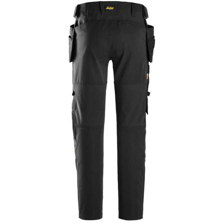 snickers 6218 allroundwork stretch trousers holster pockets Black Black back #colour_black-black