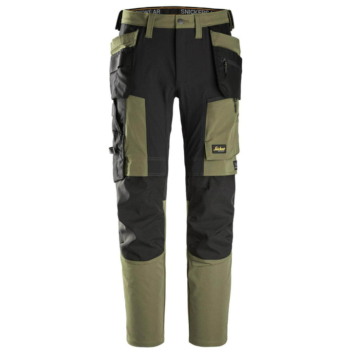 Snickers 6218 AllroundWork 4-Way-Stretch Holster Pocket Trousers (Green/Grey)