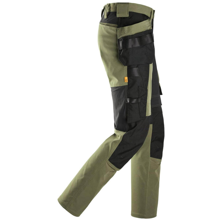 snickers 6218 allroundwork stretch trousers holster pockets Khaki Green Black right #colour_khaki-green-black