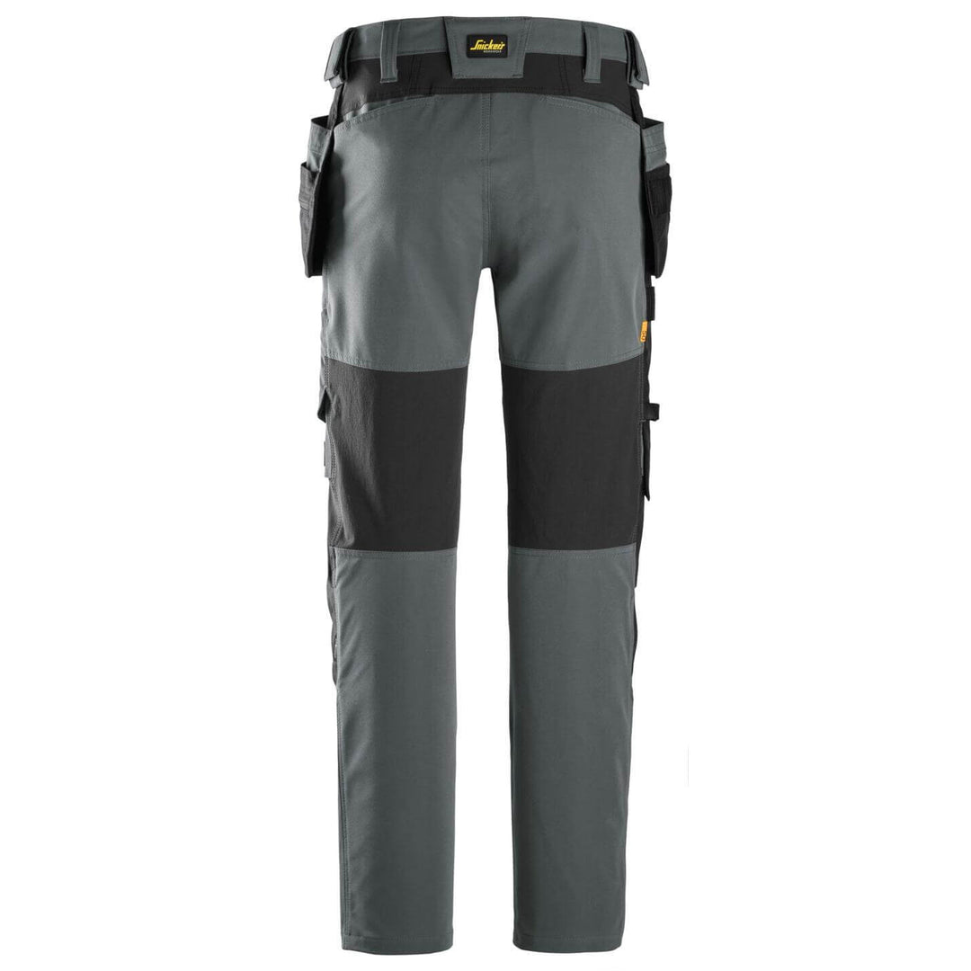 snickers 6218 allroundwork stretch trousers holster pockets Steel Grey Black back #colour_steel-grey-black
