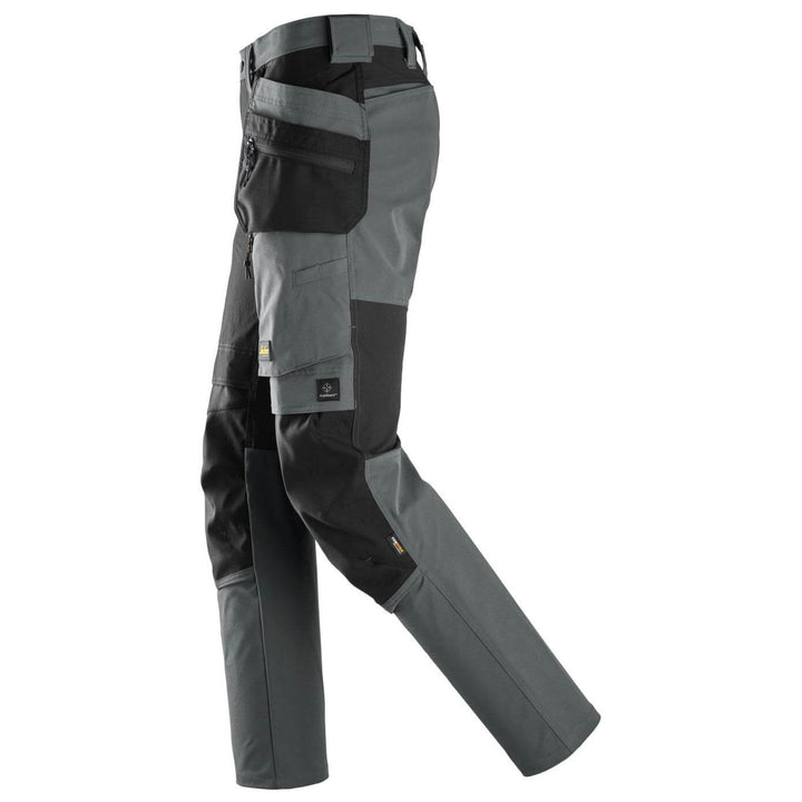 snickers 6218 allroundwork stretch trousers holster pockets Steel Grey Black left #colour_steel-grey-black