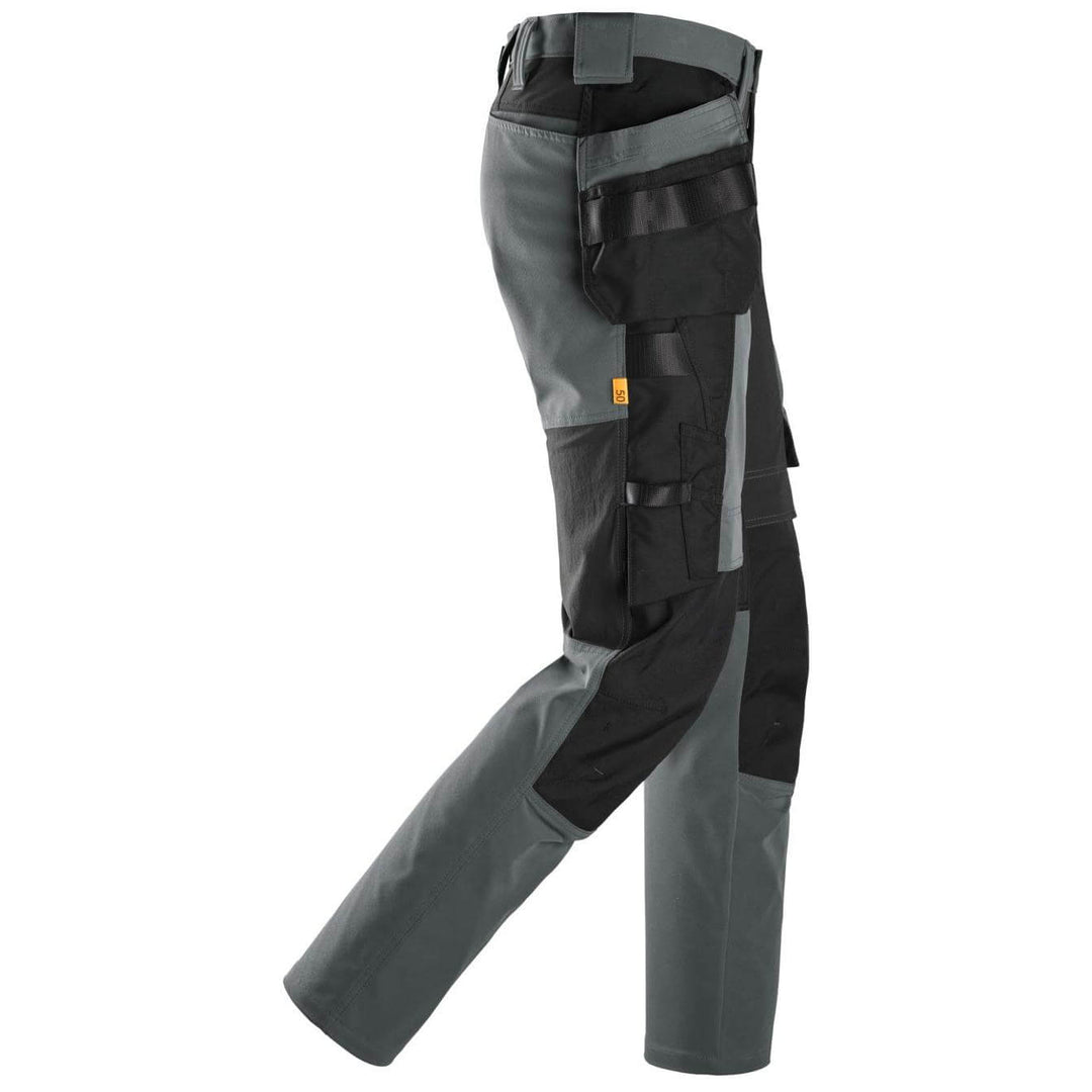 snickers 6218 allroundwork stretch trousers holster pockets Steel Grey Black right #colour_steel-grey-black