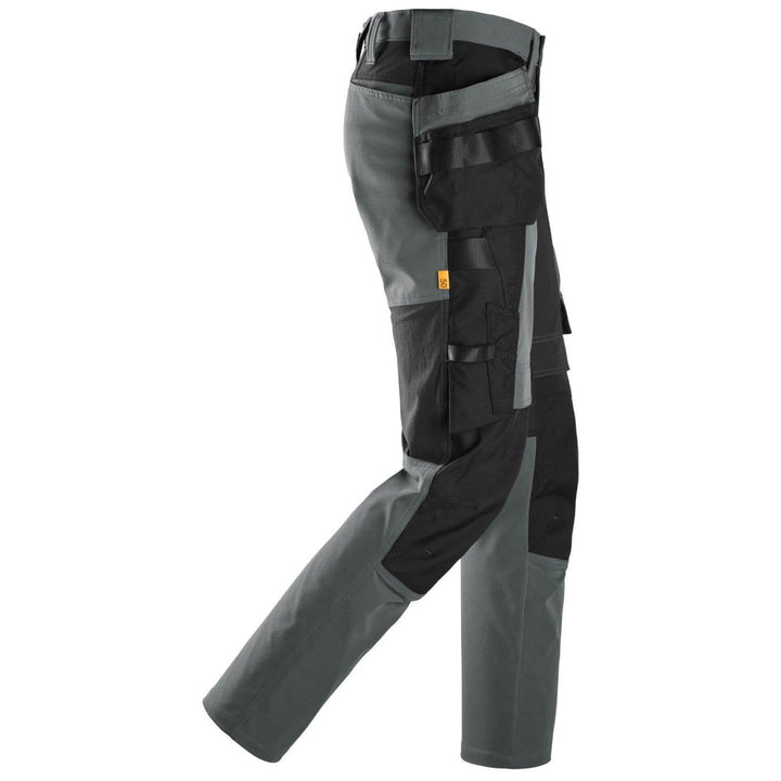 snickers 6218 allroundwork stretch trousers holster pockets Steel Grey Black right #colour_steel-grey-black