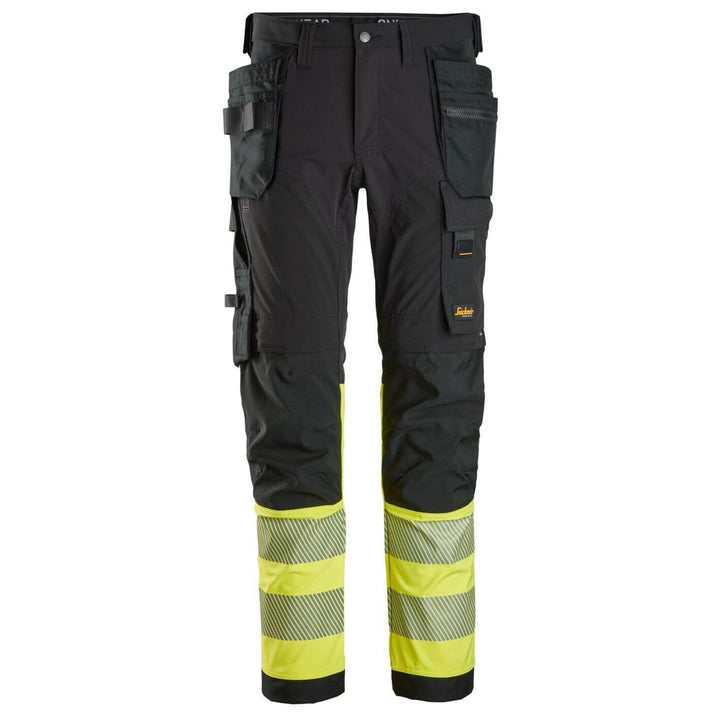 snickers 6231 high vis 4 way stretch trousers holster pockets class 1 Black Hi Vis Yellow Main #colour_black-hi-vis-yellow