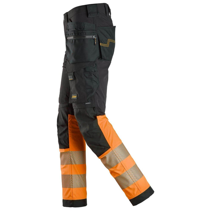 snickers 6231 high vis 4 way stretch trousers holster pockets class 1 Black left #colour_black